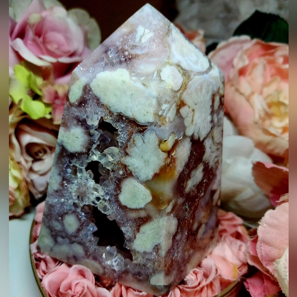 Huge Pink Amethyst Sakura Flower Agate Tower - Picture 15 of 16